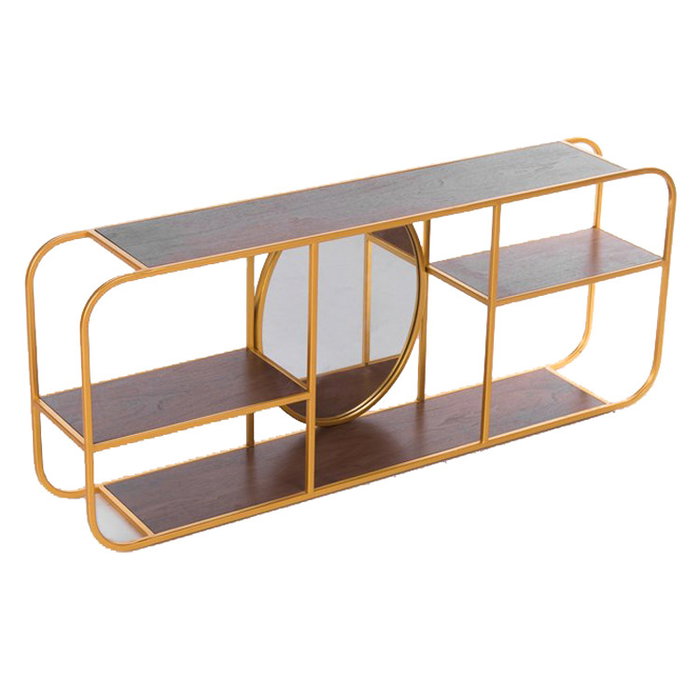 DKD Home Decor Espejo con Estantería Dorado y Marrón 100x18x40 cm DKD Home Decor Espejo con Estantería Dorado y Marrón 100x18x40 cm