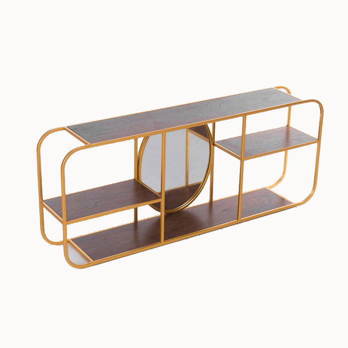 DKD Home Decor Espejo con Estantería Dorado y Marrón 100x18x40 cm DKD Home Decor Espejo con Estantería Dorado y Marrón 100x18x40 cm