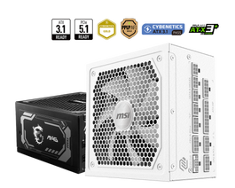 MSI Fuente de Alimentación MAG A1000GL PCIE5 1000W 80 Plus Gold Modular Color Blanco ATX 3.1 306-7ZP9B51-CE0
