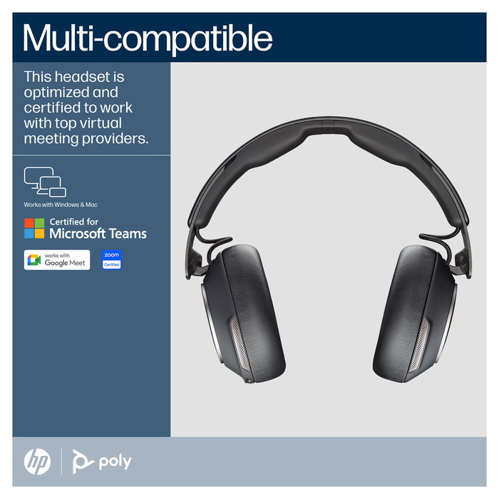 HP Poly Voyager Focus 2 UC 80 - Auriculares USB-C con micrófono para oficina y llamadas, color negro
