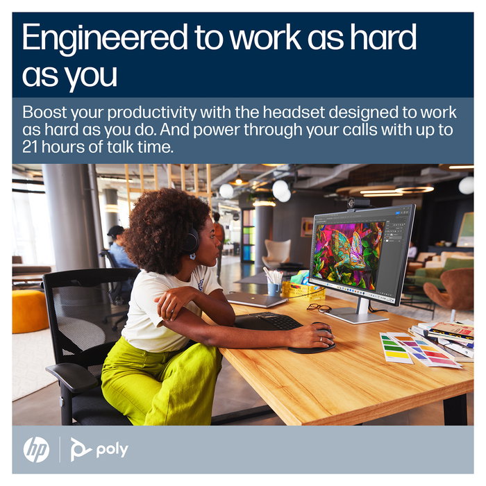 HP Poly Voyager Focus 2 UC 80 - Auriculares USB-C con micrófono para oficina y llamadas, color negro