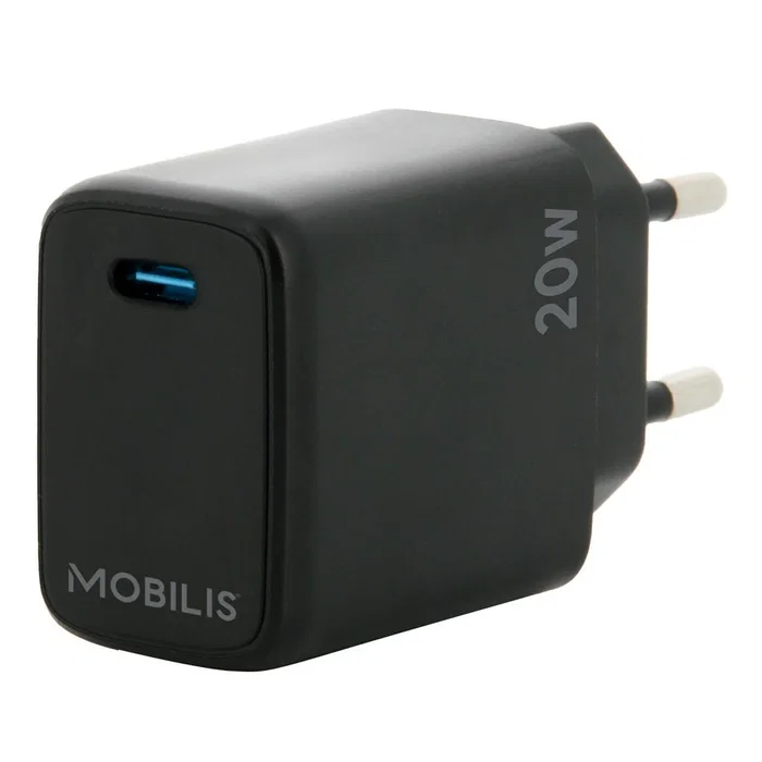 Mobilis 001361 Cargador de Coche Universal Negro 20W con 1 Puerto USB-C para Móviles, Corriente Alterna