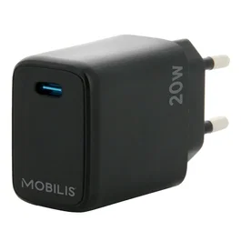 Mobilis 001361 Cargador de Coche Universal Negro 20W con 1 Puerto USB-C para Móviles, Corriente Alterna