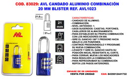 AVL Candado de Combinación 20 mm AVL1023