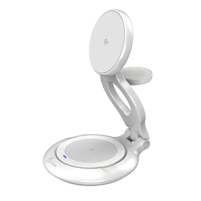 J5create Cargador Magnético Plegable Qi2 3 en 1 Blanco
