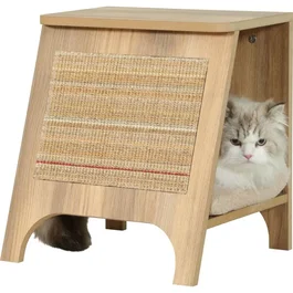 Zolux AABYG23362 Consola para Gatos 3 en 1 con Rascador, Cama y Mesita Auxiliar de Sisal, Color Beige, 43.5 cm