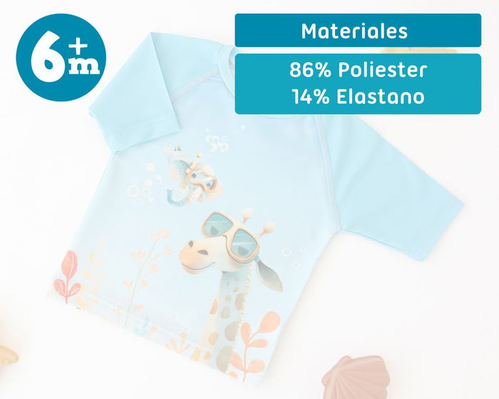 KioKids Camiseta de Baño UPF50+ para Bebé 6 Meses - Azul Colección Ocean Dreams, 86% Poliéster, 14% Spandex KioKids Camiseta de Baño UPF50+ para Bebé 6 Meses - Azul Colección Ocean Dreams, 86% Poliéster, 14% Spandex