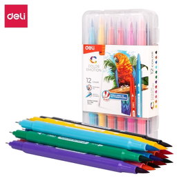 Deli Rotuladores Color Emotion con 12 Colores Surtidos y Doble Punta