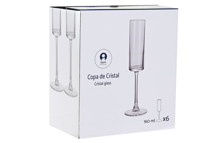 DKD Home Decor Set de 6 Copas de Cristal para Cava y Champán, 160ml