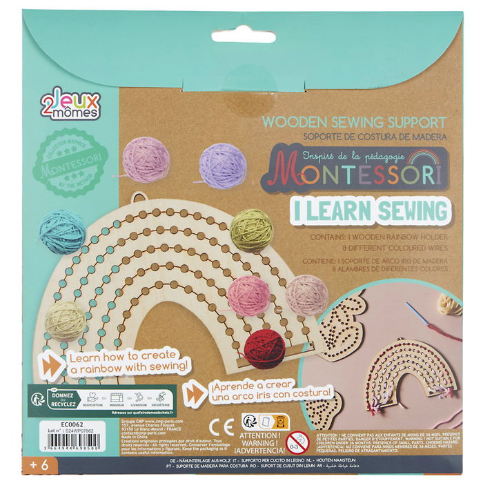 Jeux 2 momes Juego Aprende Costura Montessori Soportes de Madera con Ovillos de Colores