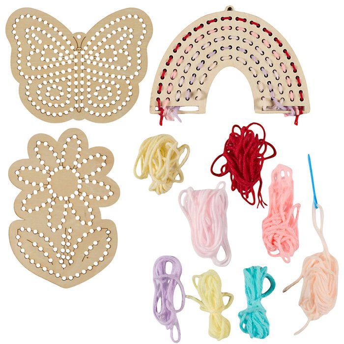 Jeux 2 momes Juego Aprende Costura Montessori Soportes de Madera con Ovillos de Colores