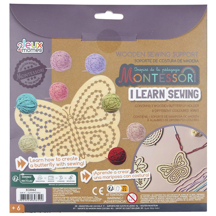 Jeux 2 momes Juego Aprende Costura Montessori Soportes de Madera con Ovillos de Colores