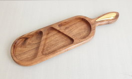 DKD Home Decor Bandeja Aperitivo Acacia Inox Natural Dorado 46 x 13.5 x 2.5 cm