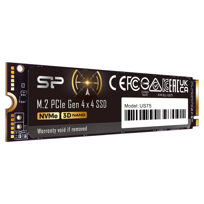 Silicon Power US75 1 TB SSD M.2 PCI Express 4.0 NVMe, 7000 MB/s Lectura, 6000 MB/s Escritura, Para PC/Portátil