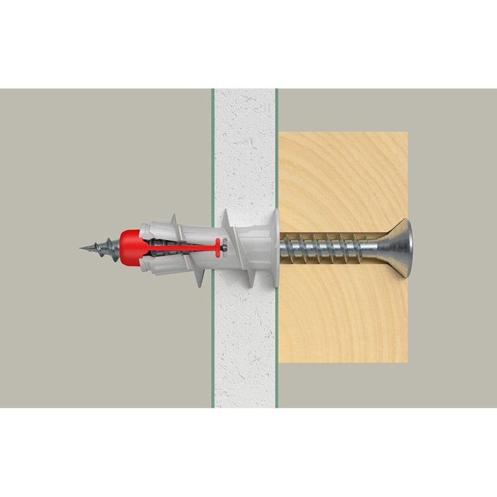 Fischer Taco Duoblade 545677 - Caja 40 Unidades, Tapon Autoperforante para Placas de Yeso, Nylon, Long. Anclaje 44 mm