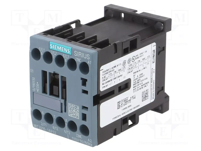 SIEMENS 3RT2016-1AF02 Contactor 3-polar 9A 110VAC SIEMENS 3RT2016-1AF02 Contactor 3-polar 9A 110VAC