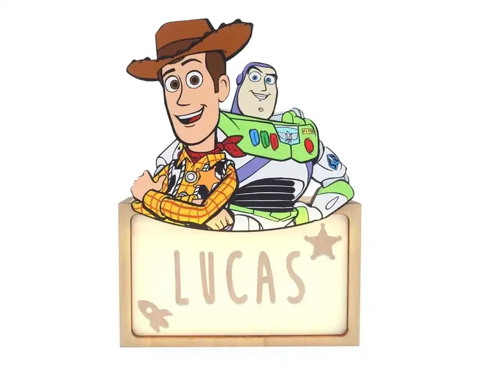 Wondee Lámpara Personalizable de Madera con Temática Toy Story