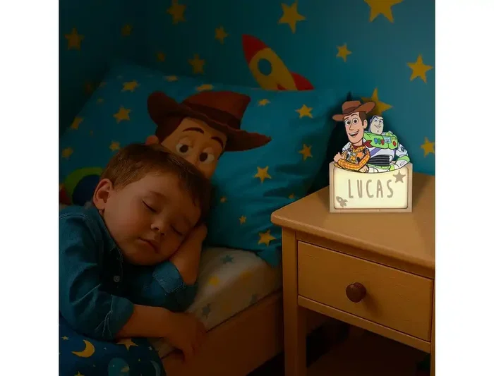Wondee Lámpara Personalizable de Madera con Temática Toy Story