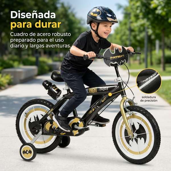 Toimsa Bicicleta Batman 16 Pulgadas para Niños de 5 a 8 Años (3-7 Años)