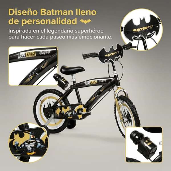 Toimsa Bicicleta Batman 16 Pulgadas para Niños de 5 a 8 Años (3-7 Años)