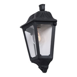 Fumagalli Farol de Pared Iesse Negro IP55 con Cristal Transparente, Casquillo E27 Máx. 23W, 220 x 105 x 350 mm