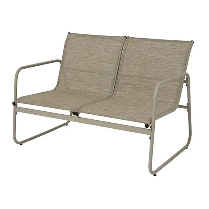 Outdoor Living By Decoris Conjunto de Jardín Bogotá 4 Piezas - Mesa, Banco, 2 Sillas Beige - Estructura Hierro, Textil Repele Agua - Dim. Mesa 85x42x50 cm
