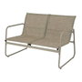 Outdoor Living By Decoris Conjunto de Jardín Bogotá 4 Piezas - Mesa, Banco, 2 Sillas Beige - Estructura Hierro, Textil Repele Agua - Dim. Mesa 85x42x50 cm
