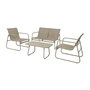 Outdoor Living By Decoris Conjunto de Jardín Bogotá 4 Piezas - Mesa, Banco, 2 Sillas Beige - Estructura Hierro, Textil Repele Agua - Dim. Mesa 85x42x50 cm