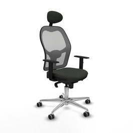 PIQUERAS Y CRESPO Silla de oficina Jorquera con mecanismo Sincro, Tela Negra y Malla Gris