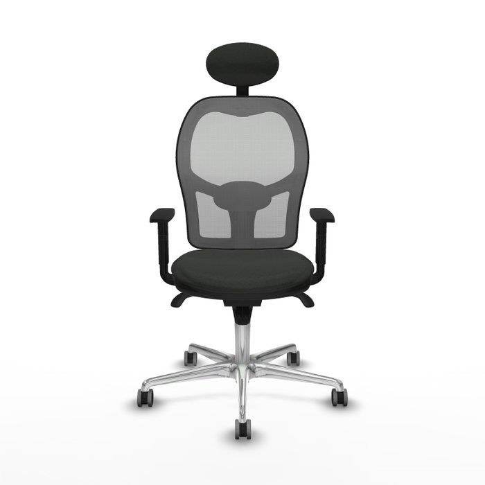 PIQUERAS Y CRESPO Silla de oficina Jorquera con mecanismo Sincro, Tela Negra y Malla Gris