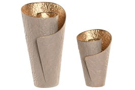 DKD Home Decor Set de 2 Jarrones de Metal Beige y Dorado