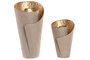 DKD Home Decor Set de 2 Jarrones de Metal Beige y Dorado