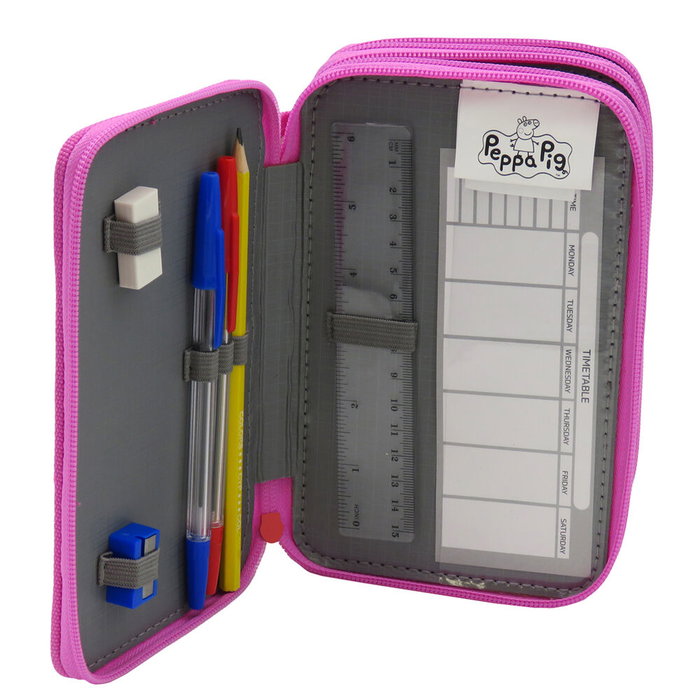 CYP BRANDS Plumier Peppa Pig Triple Completo con 39 Piezas: Lápices, Rotuladores y Accesorios