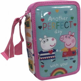 CYP BRANDS Plumier Peppa Pig Triple Completo con 39 Piezas: Lápices, Rotuladores y Accesorios