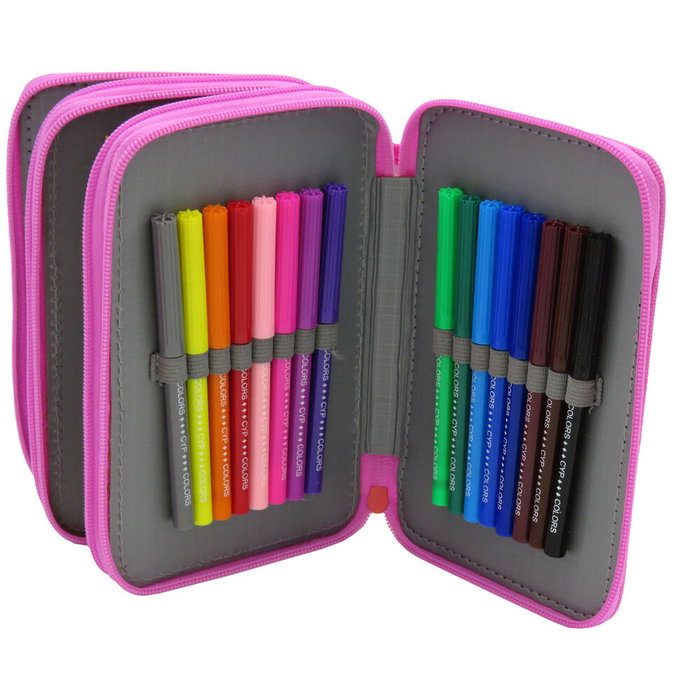 CYP BRANDS Plumier Peppa Pig Triple Completo con 39 Piezas: Lápices, Rotuladores y Accesorios