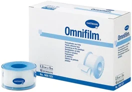 Hartmann Esparadrapo Omnifilm Plastico 2,5 cm x 5 m - Esparadrapo Hipoalergenico de Plastico Transparente Microperforado con Adhesivo de Poliacrilato