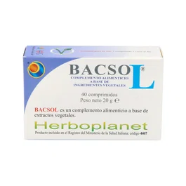 HERBOPLANET Bacsol 40 Comp. Estados Gripales, Bronquitis, Sinusitis, Conjuntivitis, Candidiasis Vaginal, Herpes Labial, Herpes Zóster