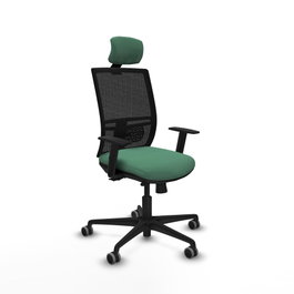 PIQUERAS Y CRESPO Silla de oficina Yunquera con mecanismo Sincro/Traslack, Verde esmeralda y Negro