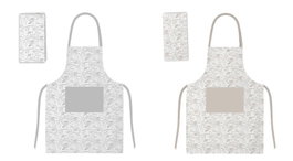 DKD Home Decor Delantal Paisley cream Set de 2 piezas 60 x 80 x 0.5 cm Algodón/Poliéster Beige/Blanco
