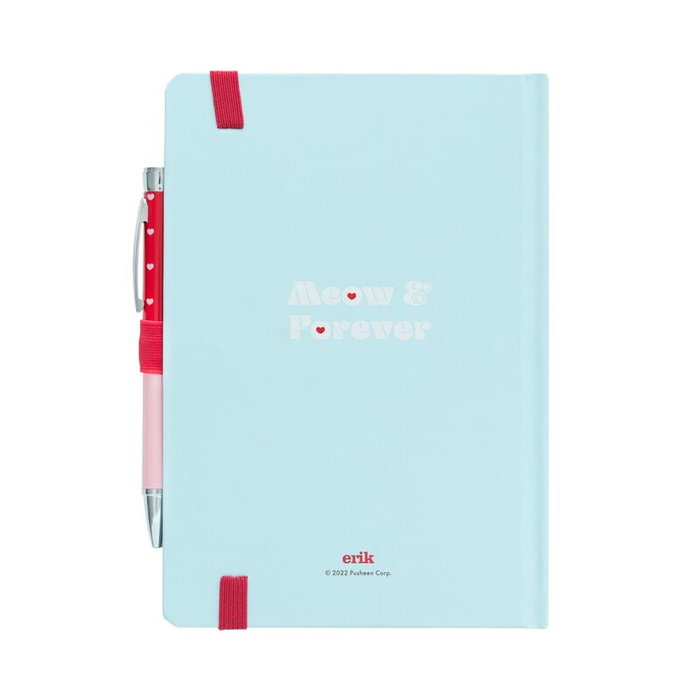 ERIK Cuaderno A5 Purrfect Love Pusheen con Bolígrafo Proyector, 96 Hojas, Tapa Dura con Banda Elástica y Bolígrafo con Pilas Incluidas