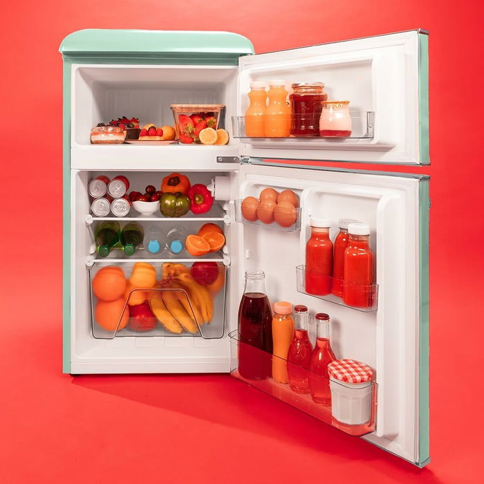 Cecotec Frigorífico combinado 86L verde Bolero CoolMarket 2D Origin Clase E LED retro