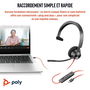 Poly Blackwire 3310 Microsoft Teams Certified Headset +USB-C/A Adapter TAA