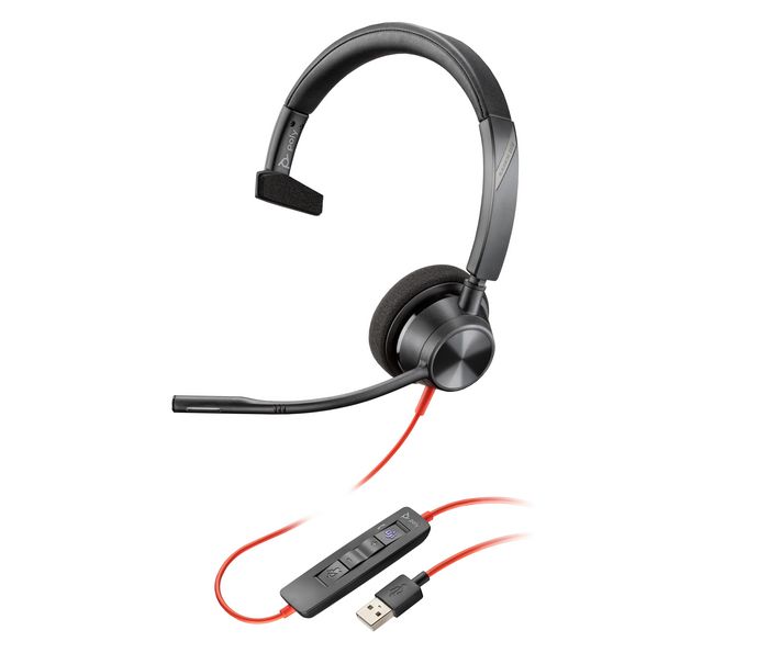 Poly Blackwire 3310 Microsoft Teams Certified Headset +USB-C/A Adapter TAA