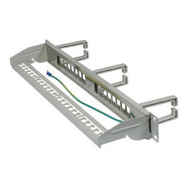 Synergy21 Keystone Modulträger de 19 pulgadas para 16 módulos TP, 1HE, Gris claro con soporte para cables