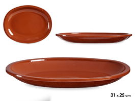 La Dehesa Bandeja Plana Oval 31 x 25 cm Barro Refractario Color Miel (Set de 6)