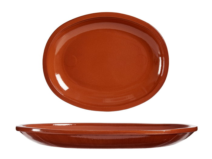 La Dehesa Bandeja Plana Oval 31 x 25 cm Barro Refractario Color Miel (Set de 6)