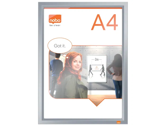 Nobo Marco Porta Anuncios Impression Pro DIN A4, Marco de Clip Aluminio, 235x13x325 mm