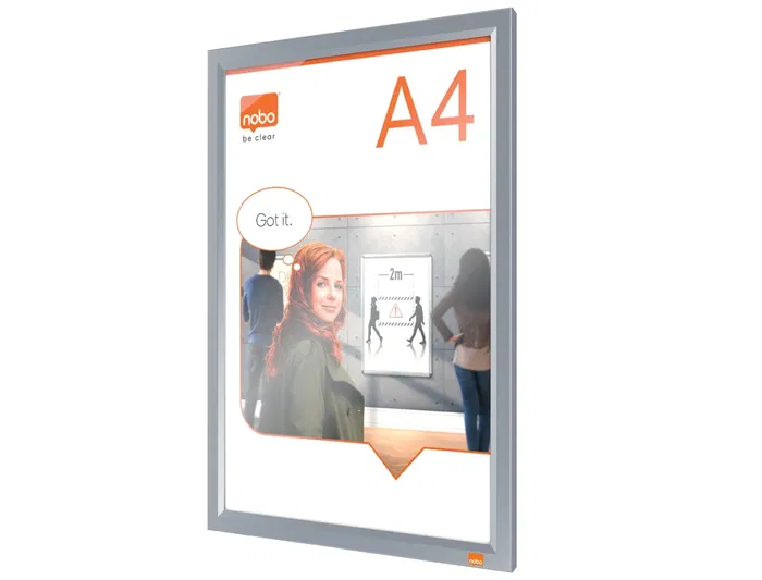 Nobo Marco Porta Anuncios Impression Pro DIN A4, Marco de Clip Aluminio, 235x13x325 mm