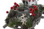 DKD Home Decor Portavelas Navidad Alpina Marron Rojo 14 x 8 x 21 cm (2 Unidades) Madera Cristal Pinas Hecho a Mano