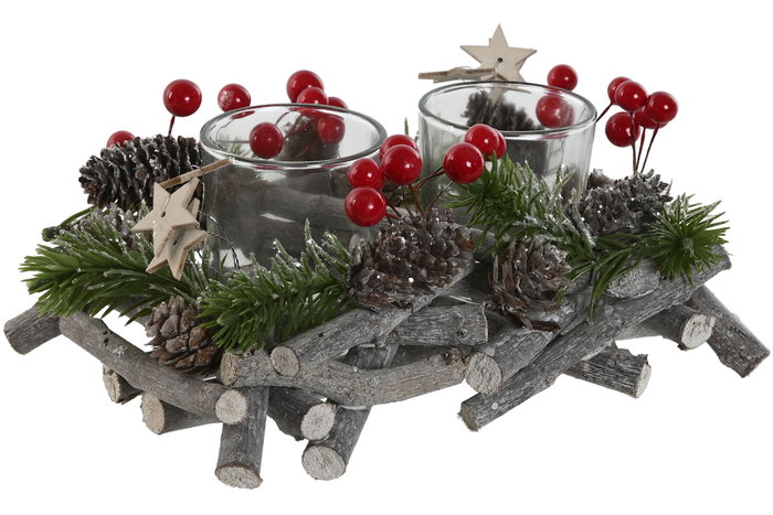 DKD Home Decor Portavelas Navidad Alpina Marron Rojo 14 x 8 x 21 cm (2 Unidades) Madera Cristal Pinas Hecho a Mano DKD Home Decor Portavelas Navidad Alpina Marron Rojo 14 x 8 x 21 cm (2 Unidades) Madera Cristal Pinas Hecho a Mano